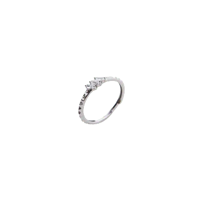 Spero London Women's Three Parallel Baguette Gemstone Sterling Silver Ring - Silver