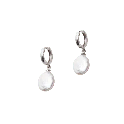 Spero London Women's Treated Freshwater Cultured Drop Baroque Pearl Earrings Sterling Silver  - Silver