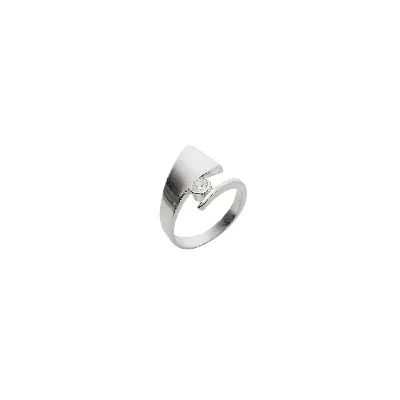 Spero London Women's Triangle Wrapping Sterling Silver Solitaire Ring - Silver