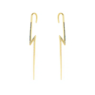 Spero London Women's True Lightning Gemstones Sterling Silver Bolt Ear Crawler - Pair - Gold