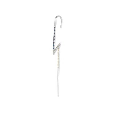Spero London Women's True Lightning Gemstones Sterling Silver Bolt Ear Crawler - Silver