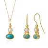Spero London Women's Turquoise Authentic Pendant & Earring Sterling Silver Gold Plated Set In Gold