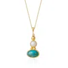 Spero London Women's Turquoise Authentic Pendant Sterling Silver Gold Plated Necklace In Gold