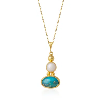 Spero London Women's Turquoise Authentic Pendant Sterling Silver Gold Plated Necklace