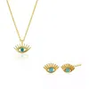 Spero London Women's Turquoise Blue Eye Evil Eye Sterling Silver Necklace & Earring Set - Gold In Gold