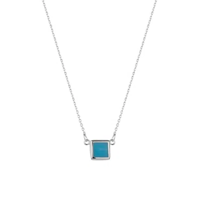 Spero London Women's Turquoise Square Sterling Silver Necklace - Silver
