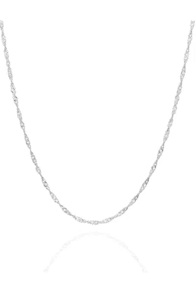 Spero London Women's Twisted Curb Singapore Sterling Silver Chain Adjustable Size - Silver
