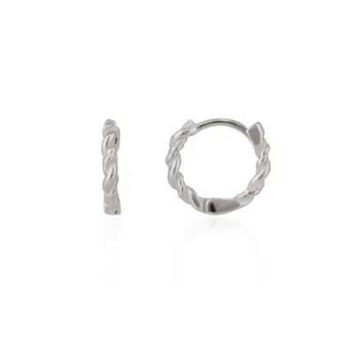 Spero London Women's Twisted Sterling Silver Mini Huggie Hoop Earring - Silver