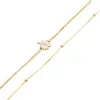 Spero London Women's White Clover Bracelet & Italian Bead Chain Bracelet Layering Set - Gold In Gold