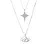 Spero London Women's White Eye Evil Eye & Northern Star Starburst Sterling Silver Necklace Layering Set - Silver In Silver