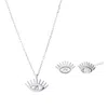 Spero London Women's White Eye Evil Eye Sterling Silver Necklace & Stud Set - Silver In Silver