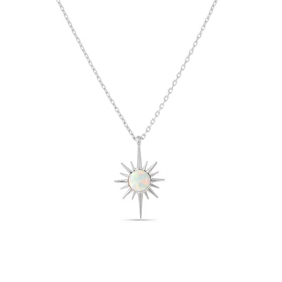 Spero London Women's White Opal Northernstar Sterling Silver Pendant Necklace - Silver