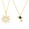Spero London Women's White Opal Sun & Sunburst & Saturn Necklace Layering Set In Sterling Silver - Gold