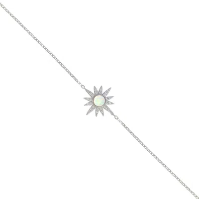 Spero London Women's White Opal Sun Sterling Silver Bracelet In Silver