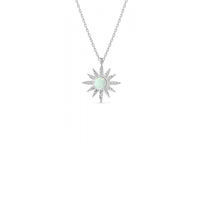 Spero London Women's White Opal Sun Sterling Silver Necklace - Silver