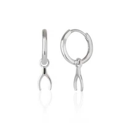 Spero London Women's Wishbone Drop Charm Sterling Silver Earrings