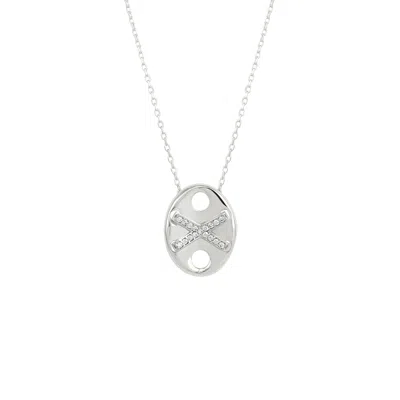 Spero London Women's X Necklace Elyptical Sterling Silver - Silver