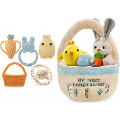 Sperric Kids'  Easter Plush And Teether Baby Playset With Basket In Blue