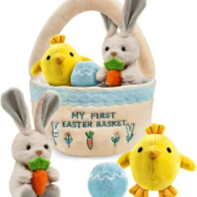 Sperric Kids'  Easter Plush Baby Playset With Basket And Bunny In Multi