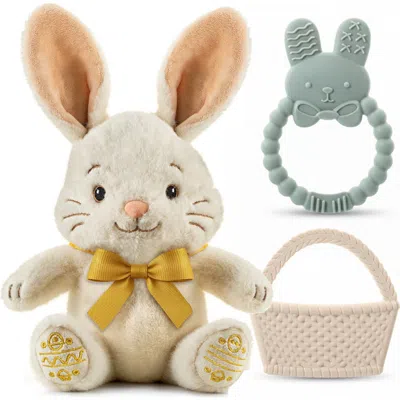 Sperric Kids'  Plush Bunny With Bow And Silicone Teether Set