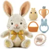 Sperric Kids'  Plush Bunny With Bow And Silicone Teether Set In Multi
