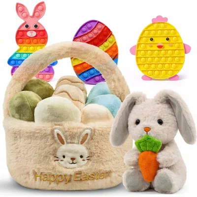 Sperric Kids'  Plush Bunny With Carrot And Easter Basket Pop It Toy Set In Multi