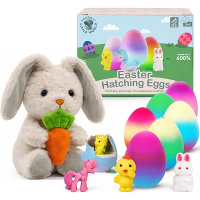Sperric Kids'  Plush Bunny With Carrot And Easter Hatching Egg Set In Multi