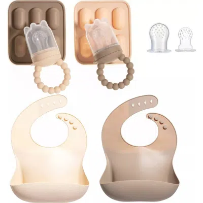 Sperric Kids'  Silicone Baby Fruit Feeder And Bib Set In Neutral
