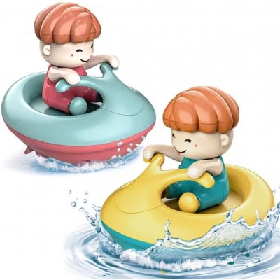 Sperric Kids'  Twist And Go Floating Surfboat Bath Toy Set In Multi