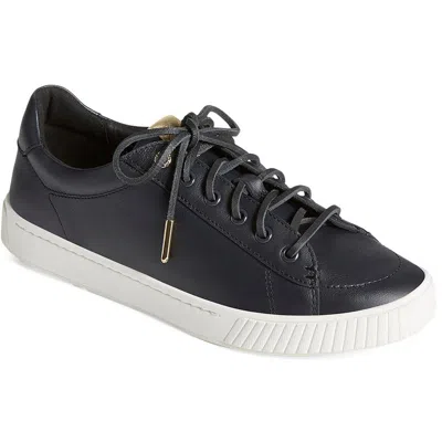 Sperry Anchor Womens Leather Lace-up Casual And Fashion Sneakers In Black