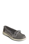 Sperry Womens Leather Trim Leather Moccasins In Dark Grey