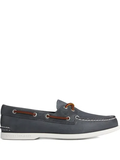 Sperry A/o 2 Eye Plushwave "blue" Boat Shoes In Gray