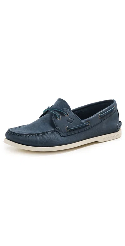 Sperry Authentic Original 2 Eye Nubuck Boat Shoes Dusty Blue Leather Nubuck
