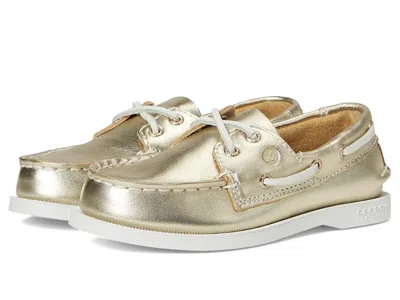 Sperry Authentic Original (little Kid/big Kid) Girls Shoes Metallic Gold : 2 Little Kid M, Leather