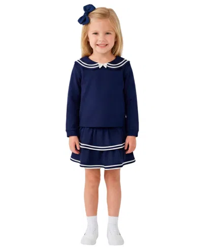 Sperry Baby Girl's Long-sleeve Top & Skort With Hairclip, 2-piece Set In Blue
