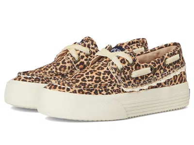 Sperry Bahama Platform (little Kid/big Kid) Girls Shoes Cheetah : 12 Little Kid M, Canvas In Brown
