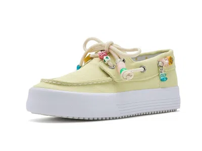 Sperry Bahama Platform (little Kid/big Kid) Girls Shoes Lemon With Beads : 3 Little Kid M, Canvas In Yellow