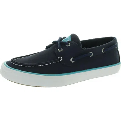 Sperry Bahama Seacycled Mens Padded Insole Canvas Boat Shoes In Blue