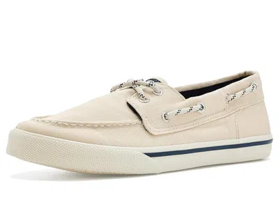 Sperry Bahama Sneaker (little Kid/big Kid) Boy's Shoes Bone Washed Canvas : 4 Big Kid M, Canvas/synthetic In White