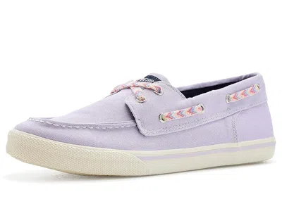 Sperry Bahama Sneaker (little Kid/big Kid) Girl's Shoes Lavender Mist Washed Canvas : 5 Big Kid M, Canvas/t In Purple