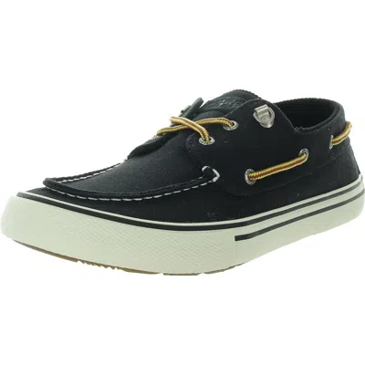 Sperry Bahama Storm 3-eye Mens Lace-up Canvas Boat Shoes In Black