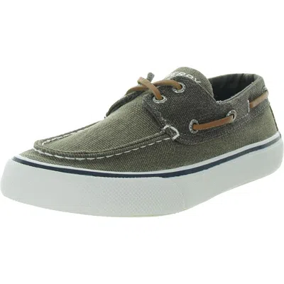 Sperry Bahama Waxy Canvas Mens Lace-up Canvas Casual And Fashion Sneakers In Green