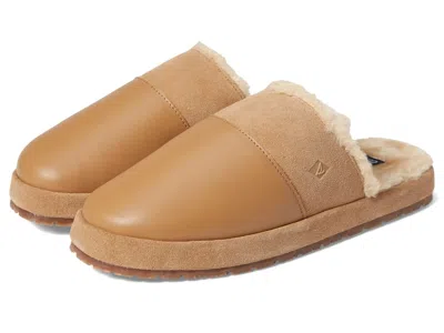 Sperry Cape May Sts24748-260 Slipper Mensbrown Leather Faux Fur Mule Htat1403 In Brown