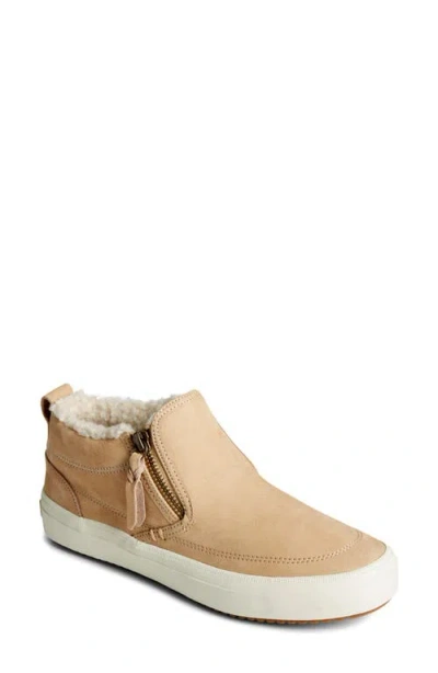 Sperry Cozy Crest Lug Side Zip Faux Shearling Lined Sneaker Boot In Khaki