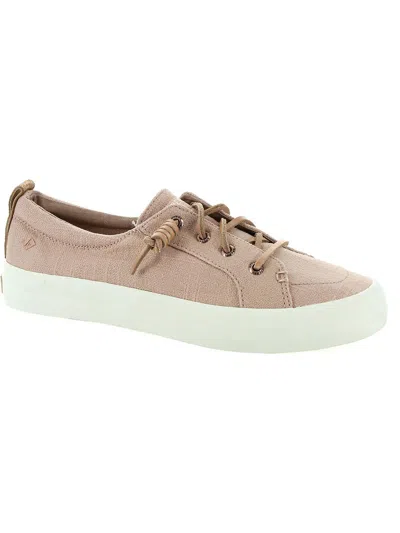 Sperry Crest Vibe Cross Womens Shimmer Canvas Slip-on Sneakers In Beige