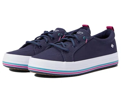 Sperry Crest Vibe Platform (little Kid/big Kid) Girl's Shoes Navy : 6 Big Kid M, Textile In Blue