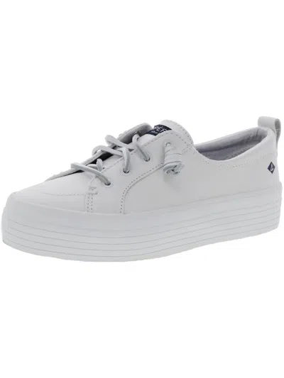 Sperry Crest Vibe Womens Leather Memory Foam Sneakers In White