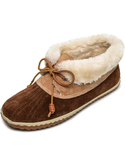 Sperry Duck Bootie Womens Faux Fur Lined Cold Weather Booties In Brown