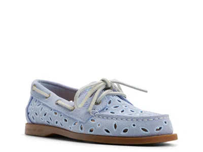 Sperry Embroidered Perforated Authentic Original 2eye Boat Shoe In Blue