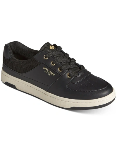 Sperry Freeport Womens Leather Liifestyle Casual And Fashion Sneakers In Black